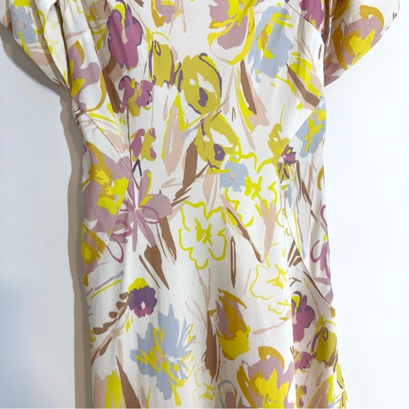 Ted Baker London Camily Floral Satin Cowl Neck Cold Shoulder Mini Dress Ivory 4 - Picture 7 of 16